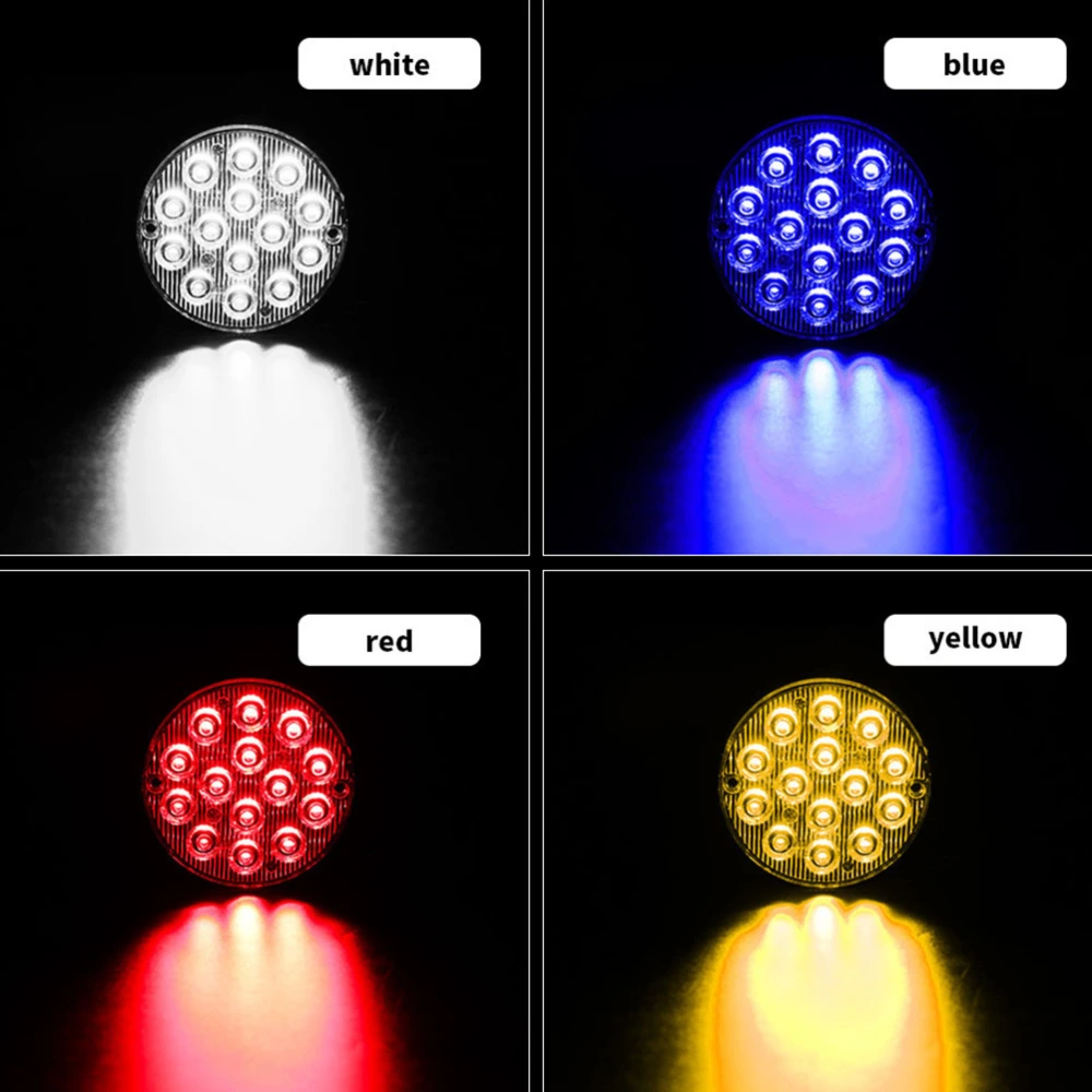 1PC Strobe Light 14 LED Round Shape Flashing Light Practical Truck Side Warning Lamp Multi-purpose Truck Strobe Lamp Ultra-thin Truck Stroboscopic Light (White Light Style)