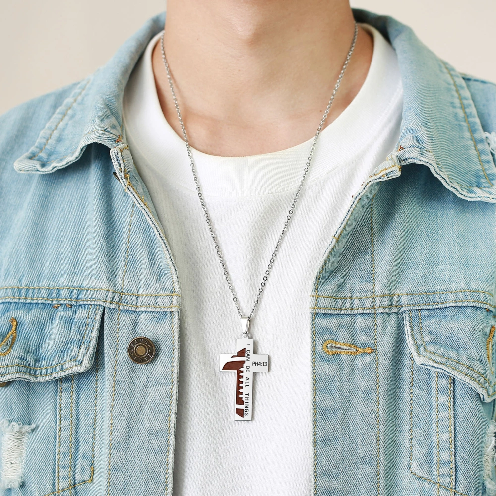 Baseball Cross Necklace Stainless Steel Sports Pendant Necklace for Kids Boys Men