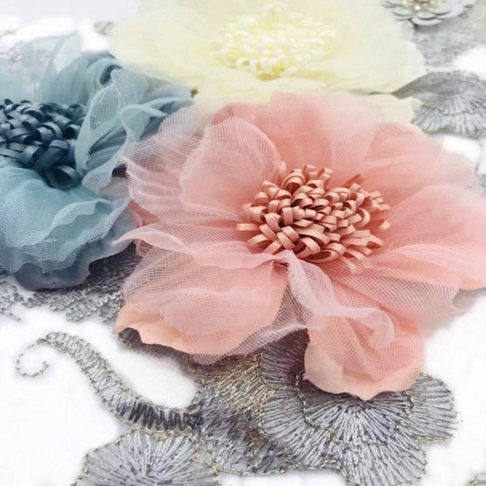 Colorful Lace Floral Three-dimensional Sewing Patches Fashionable Flower Shaped Handmade Patch Clothing Accessories Patch Appliques Jeans Skirt Matching Applique for Women Girl