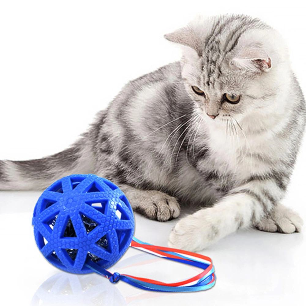 Funny Cat Sound Paper Ball Toys Cat Playing Teaser Bite Resistance Ball Toy (Blue, Size S)