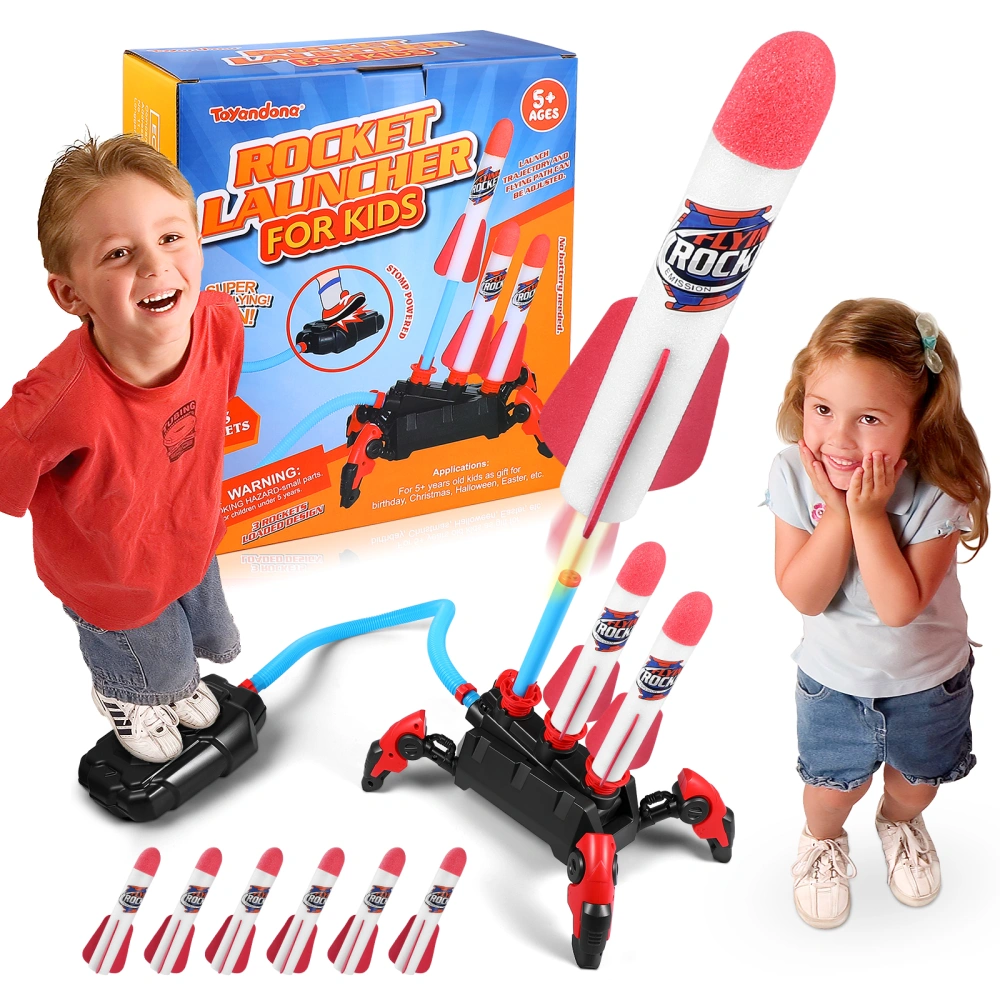 TOYANDONA 1 Set Outdoor Rocket Launcher Toy Kids Air Rocket Launcher Stomp Launch Foam Rockets High Flying Rockets Toys