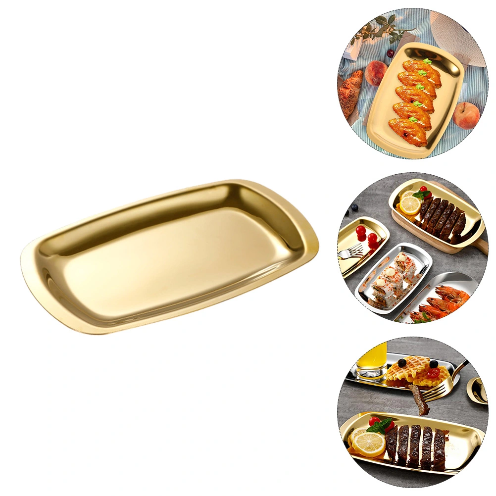 1Pc Stainless Steel Barbecue Pan Practical Dish Plate Sushi Storage Plate