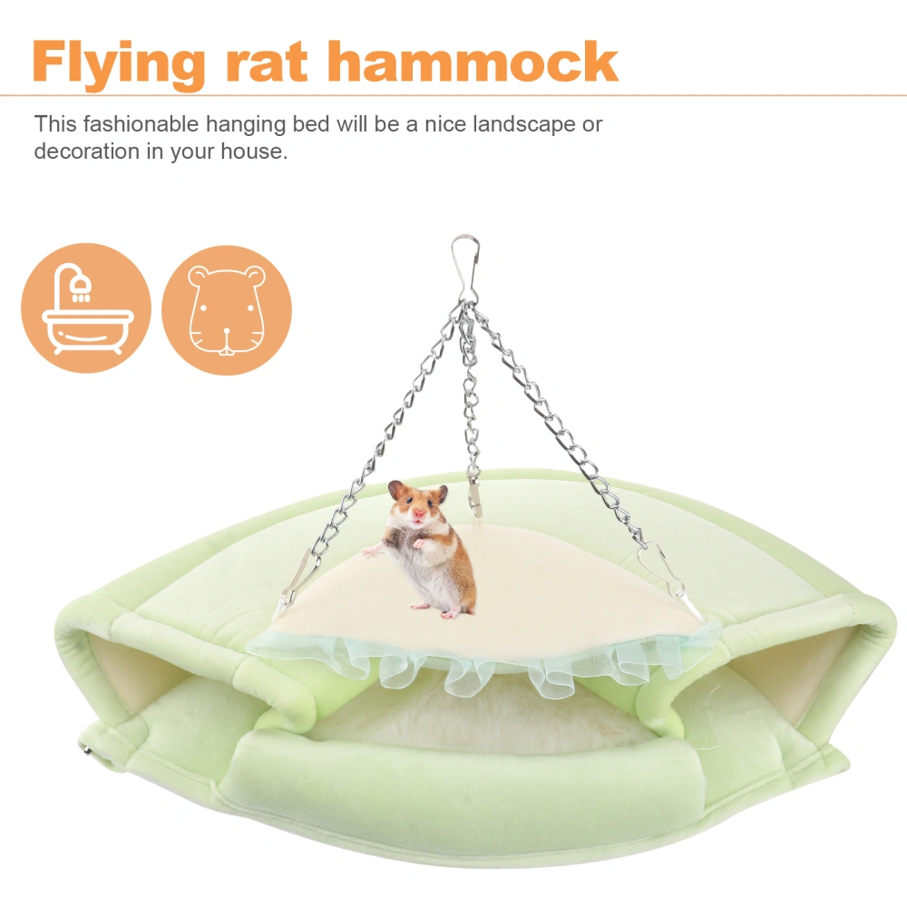 Winter Pet Hammock Animal Bed Hanging Sleeping Bed Warm Tunnel Hammock for Hamster Squirrel (Green, Size L)