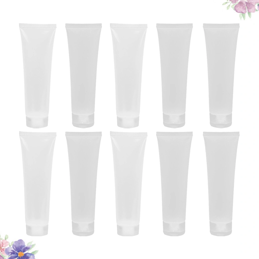 10pcs Refillable Travel Bottles Leakproof Plastic Travel Tubes Transparent Comestics Jars with Transparent Cover (Transparent Color)