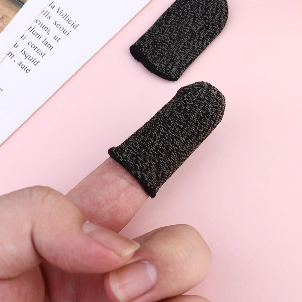 10 Pcs Nylon Finger Sleeve Touch Screen Breathable Game Finger Cover Elastic Finger Cot Anti-Sweat Thumb Fingers Protector for Mobile Phone (Black Edge)