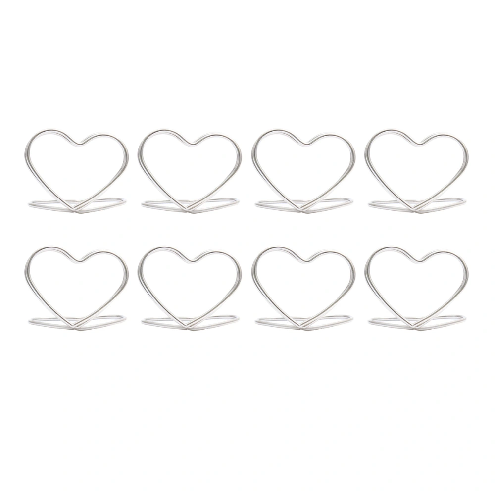 12PCS Silver Metal Memo Photo Holder Table Double Layer Love Heart Design Note Clips Placecard Holder Stand for Wedding Banquet 