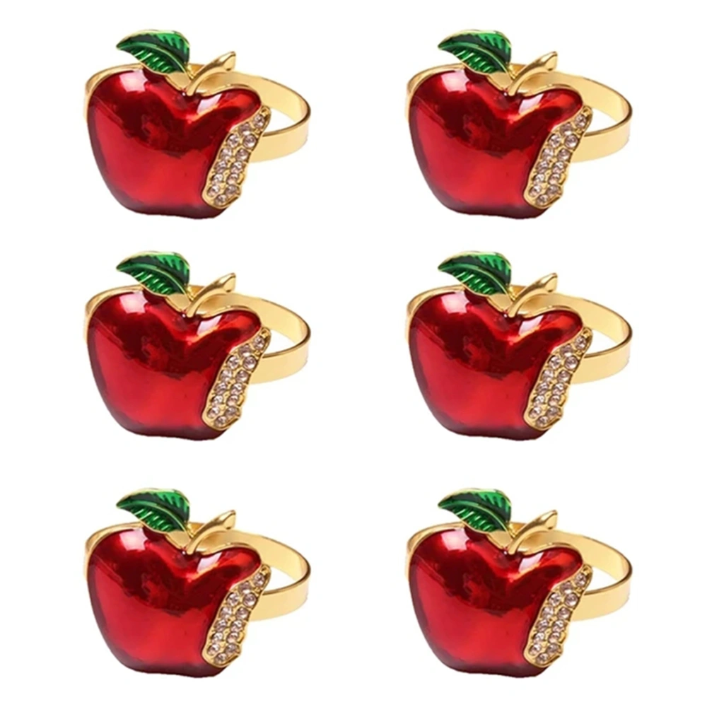 6pcs Exquisite Apple Napkin Rings Decorative Apple Shaped Napkin Holders