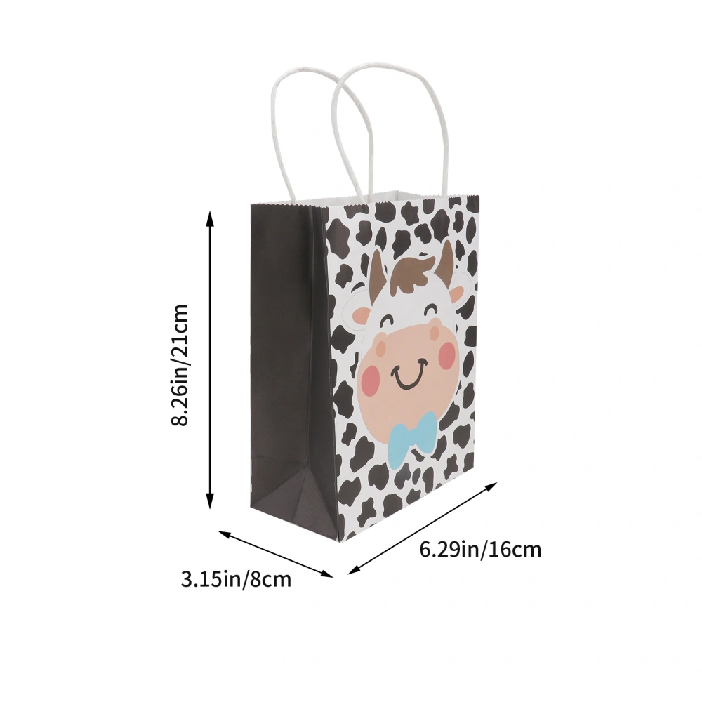 12Pcs Cow Pattern Gift Bags Decorative Handheld Bags Candy Gift Packing Bags