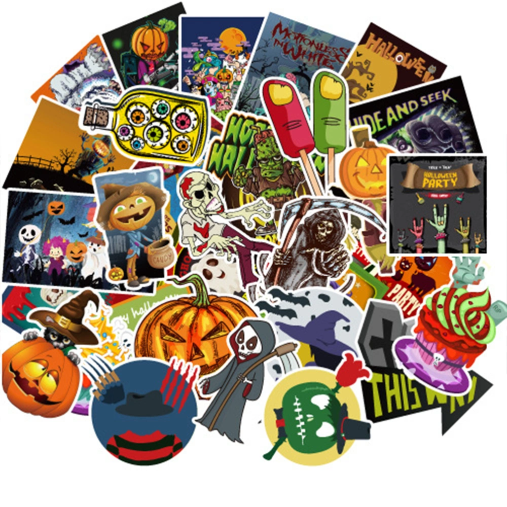 100 Pcs Halloween Graffiti Car Sticker Waterproof Cartoon Decal for Luggage Motorcycle Laptop - 12x12cm (Mixed Pattern)