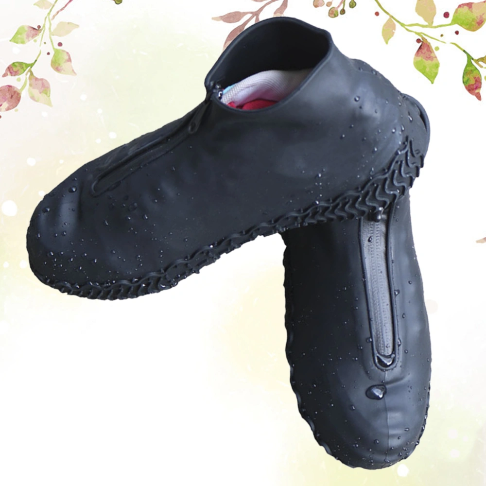 1 Pair of Anti-Skid Shoes Protective Cover Silicone Shoes Cover Waterproof Rain Boots Cover Size XL Black