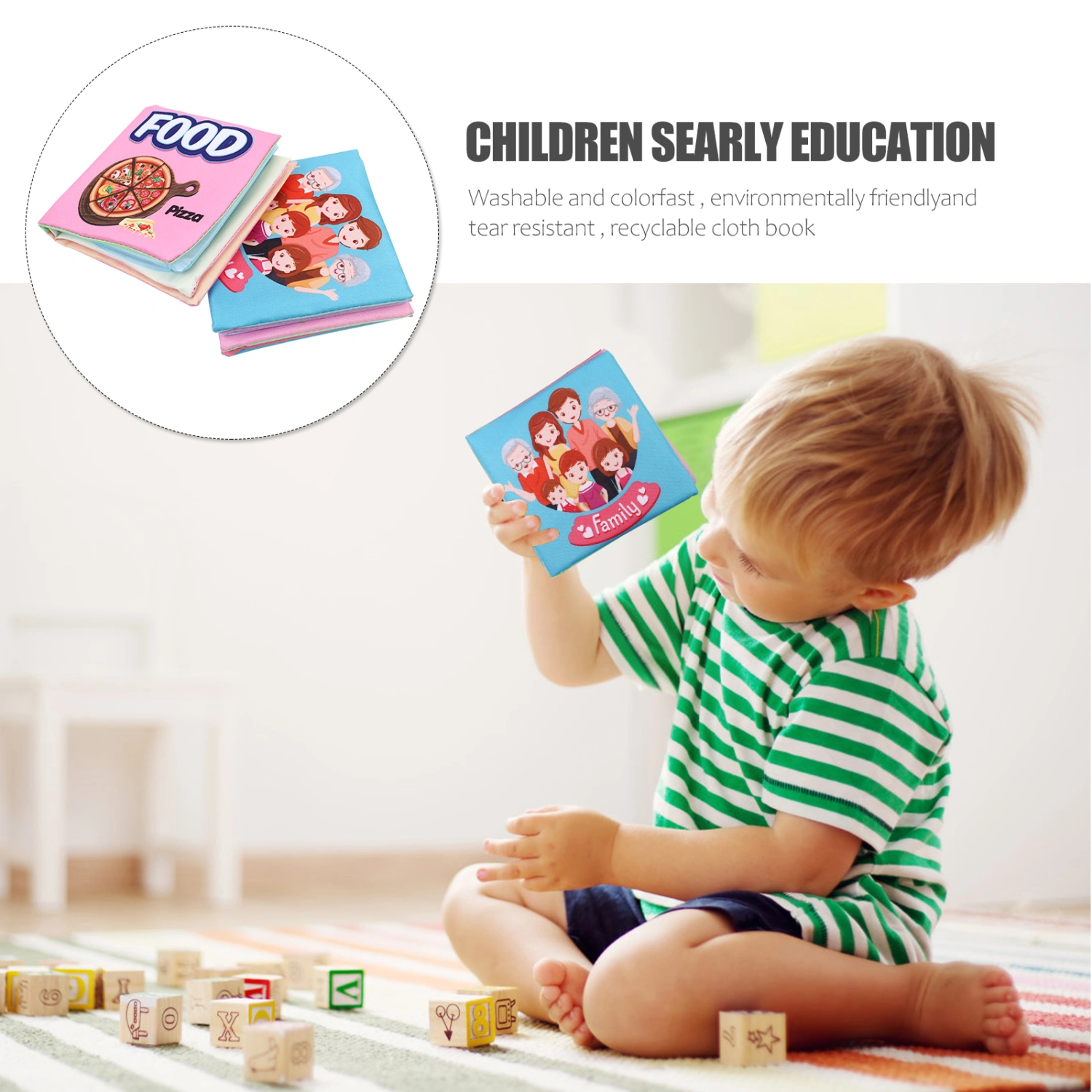2PCS Baby Early Education Cloth Book Premium Cloth Book Safe Cloth Book