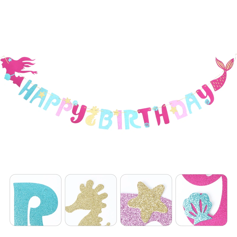 Shining Mermaid Party Banner HAPPY BIRTHDAY Party Bunting Garland Shiny Colorful Party Decor for Birthday