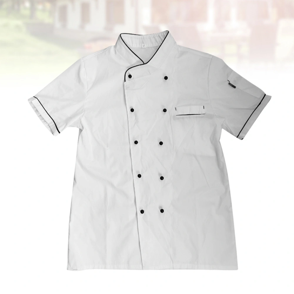 1pc Short Sleeve Chef Uniform Unisex Basical Chef Tops Catering Clothes for Bakery Hotel Restaurant (White 175/XL)