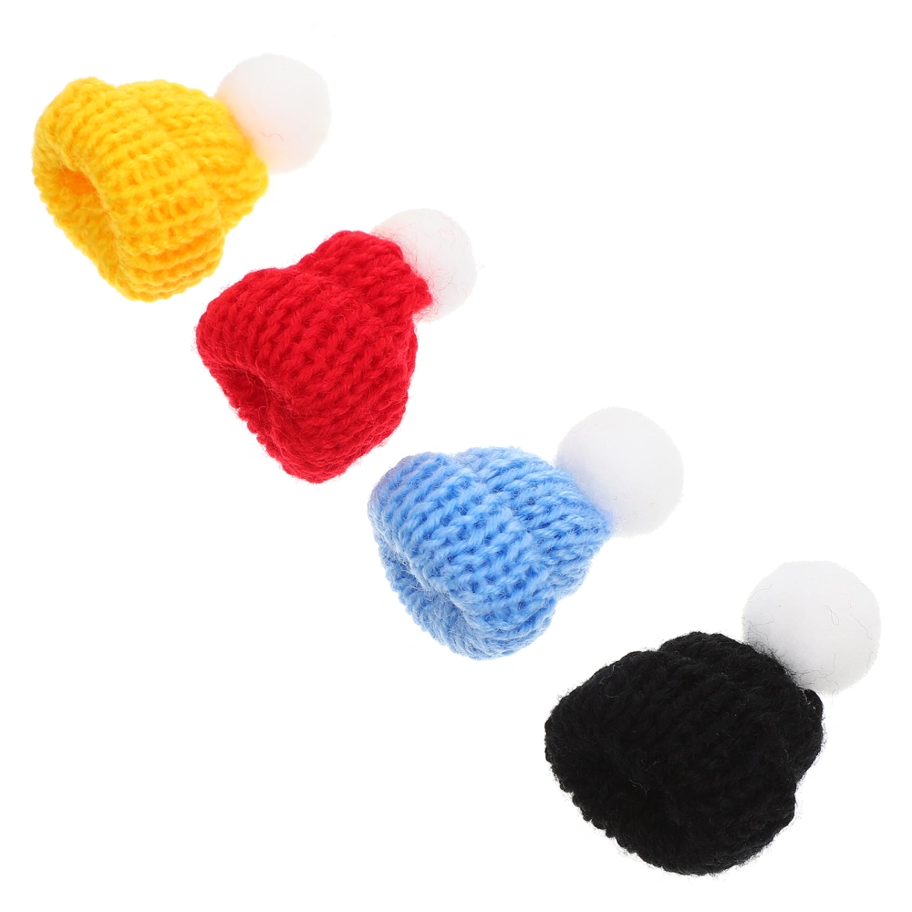 4Pcs Mini Knitting Hats Mini House Hat Decors Small Doll Hats Decorative Mini Hats