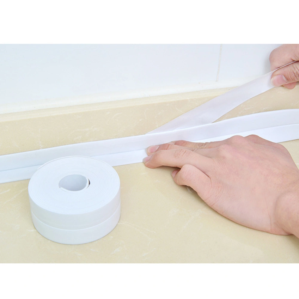 2PC Waterproof Mildewproof Tape Seam Seal Toilet Bathtub Gap Corner Line Stick Tape for Kitchen Bathroom (White)