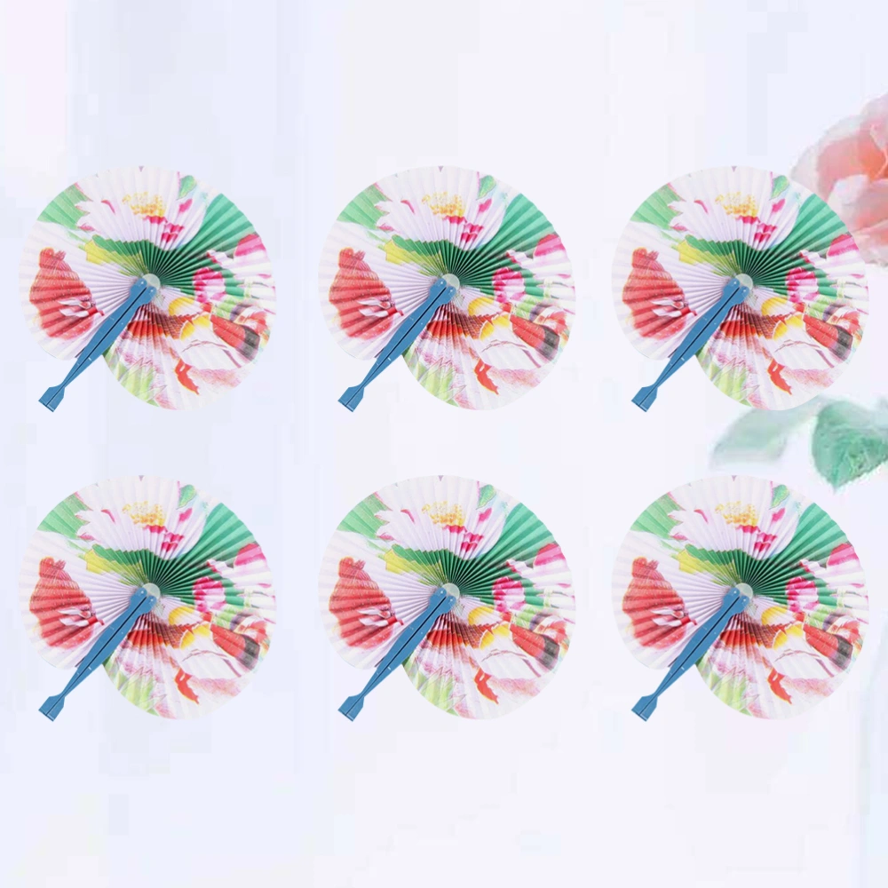 12pcs Creative Folding Fans Chinese Style Paper Fan Circular Fan for Graduation Party Feast (Random Pattern)