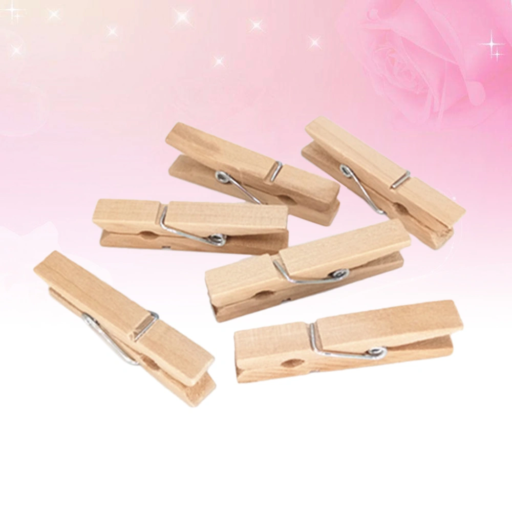 30Pcs Natural Wooden Photo Clips Mini Clothespins Multi-function Paper Message Pegs(3x0.4cm)