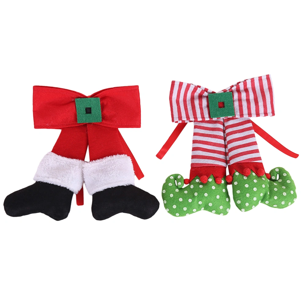 2Pcs Classic Christmas Stockings Hangeings Elf Foot Socks Hangs Decorations Christmas Tree Hangings for Xmas Tree Ornament Gift