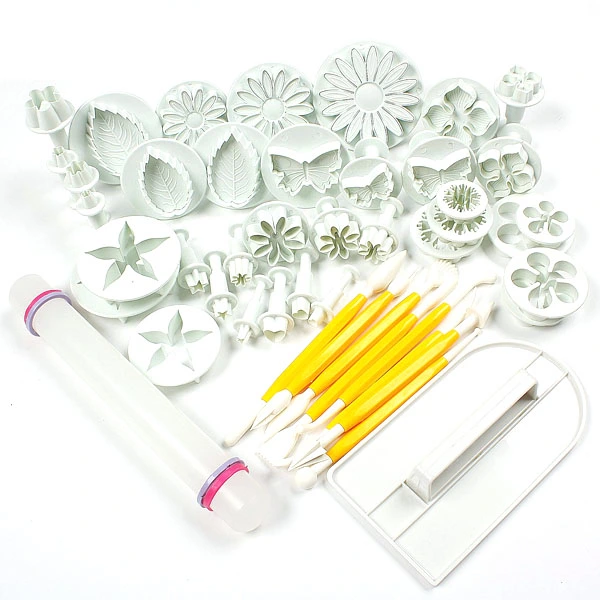 46pcs Flower Shaped DIY Sugarcraft Fondant Icing Plungers Cutters Mould Cake Decorating Tools