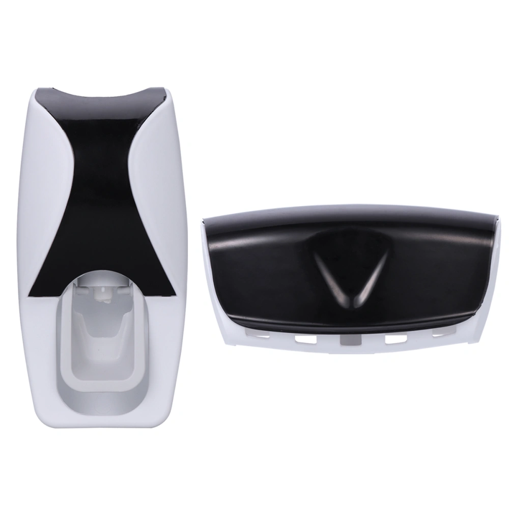 Neutral Toothpaste Dispenser Toothpaste Squeezer With Brush Holder Set for Bathroom Use(Black)