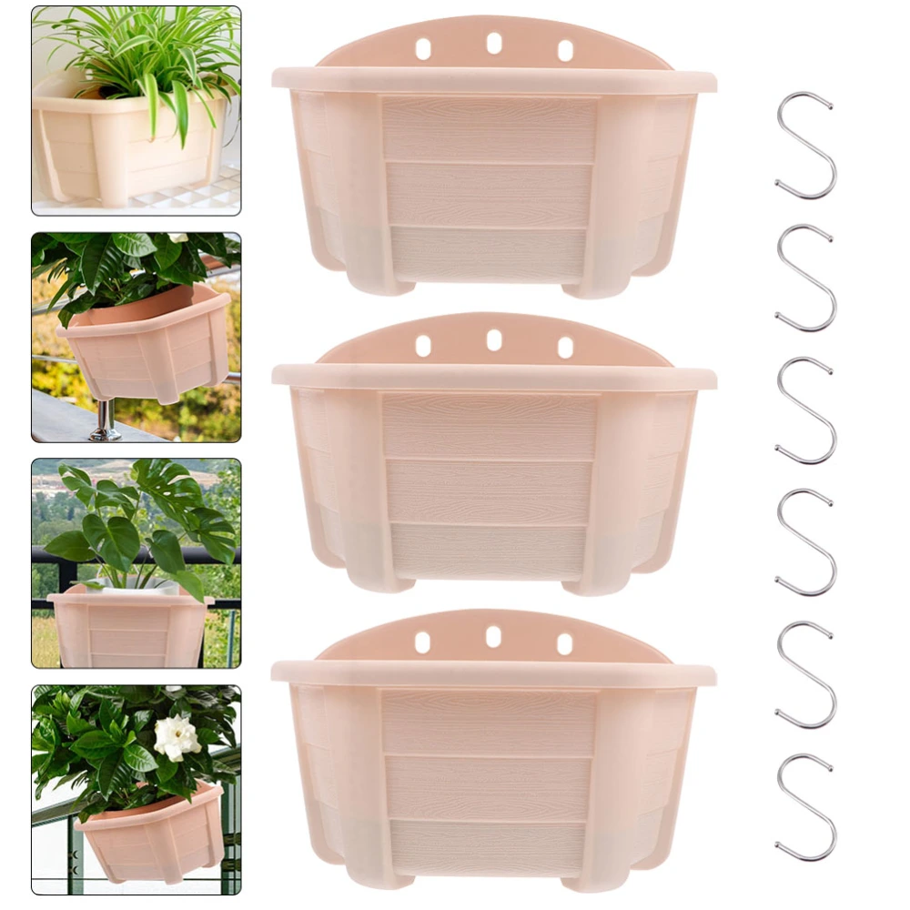 1 set Hanging Flower Pot Decor Wall Hanging Flower Bucket Flowerpot with Hooks