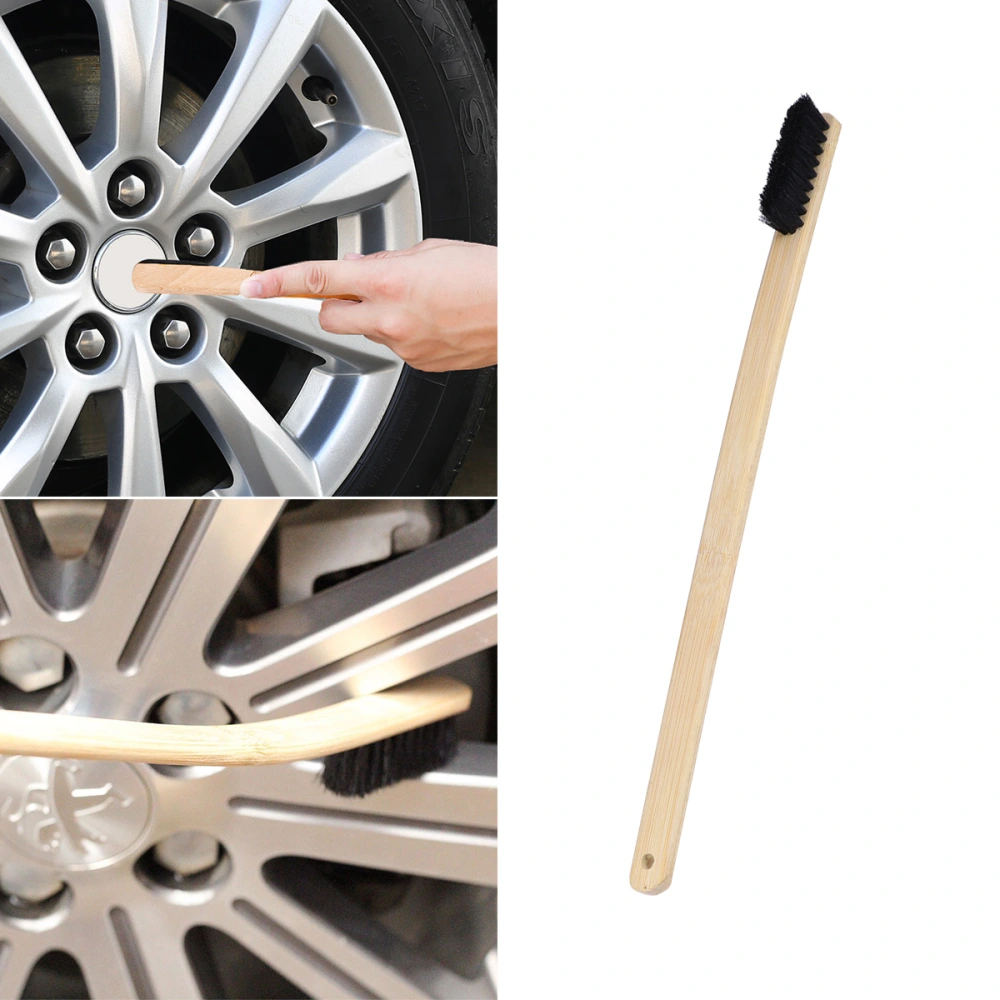 Wheel Brush Long Wooden Handle Cleaning Brush Crevice Brush Angle Multi-Function Steel Ring Cleaning Tool