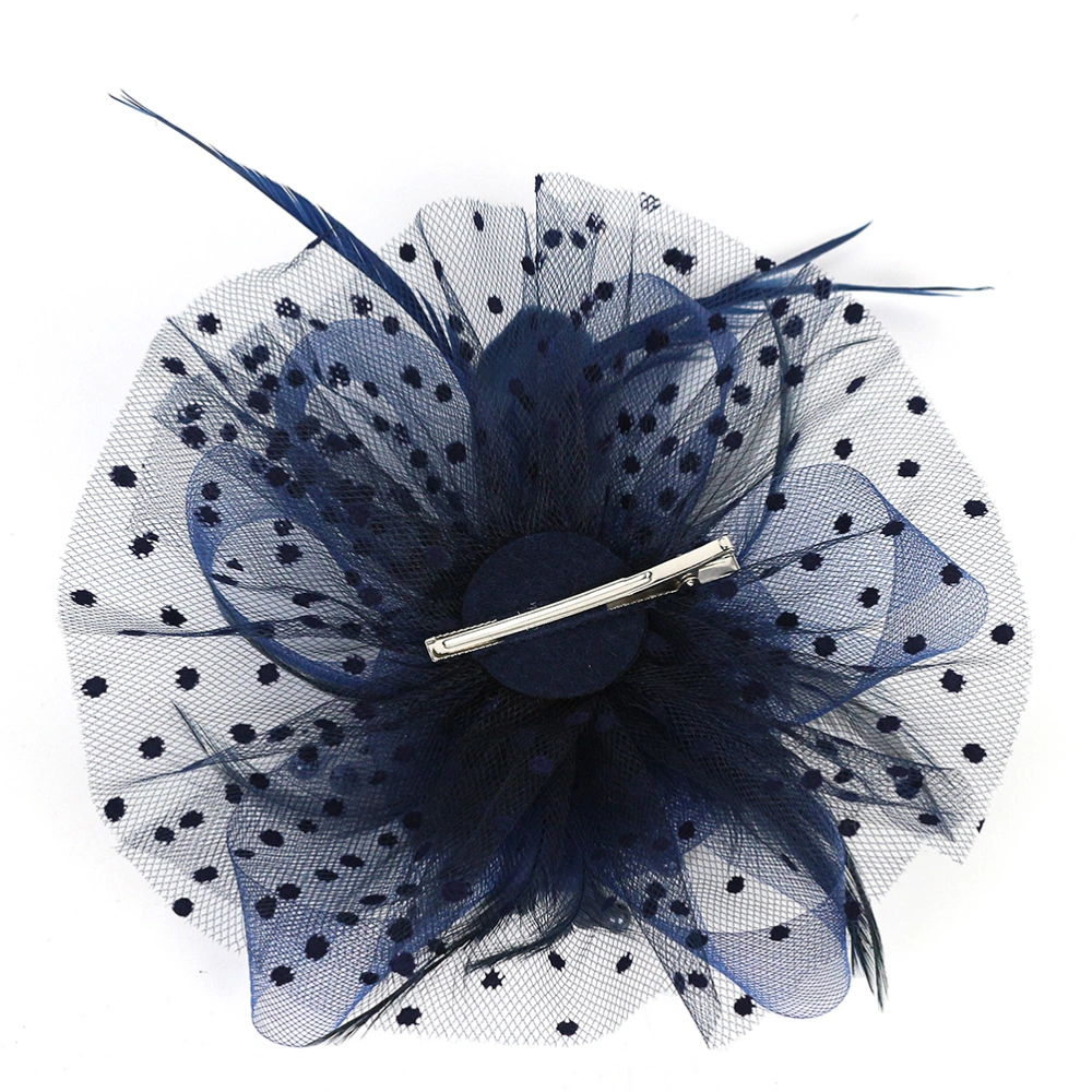 Gauze Feather Headdress Creative Bead Flower Hair Band Bridal Photo Prop Hair (Navy)