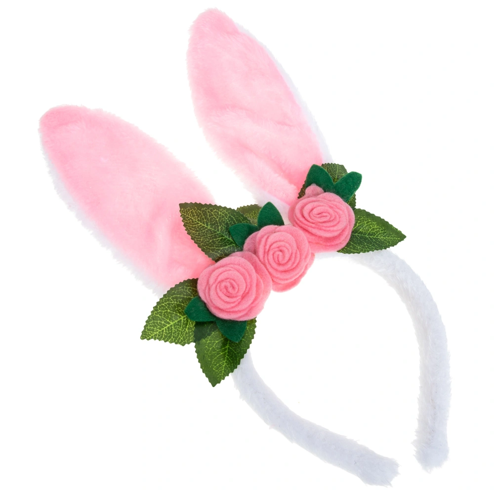 Rabbit Ears Hairband Flower Headband Plush Headband for Girls Kids Easter Party