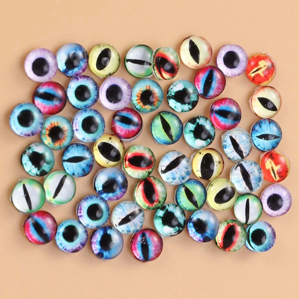 50PCS 6MM Round Glass Eye DIY Craft Cameo for Jewelry Bezel Setting or Doll Eyes Crafts Making (Random Mixing Package)