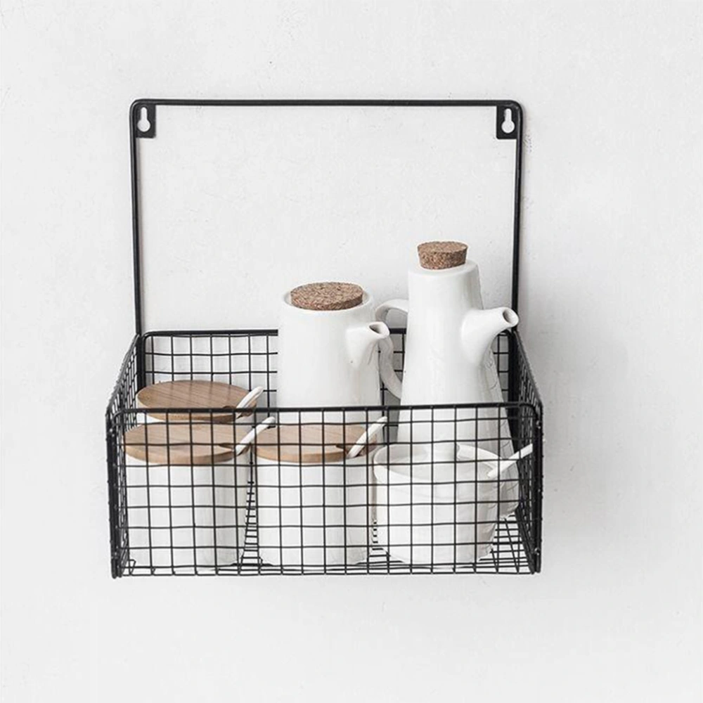 Modern Metal Wall Mount Storage Basket Iron Household Hanging Wall Storage Organizer for Kitchen Bathroom