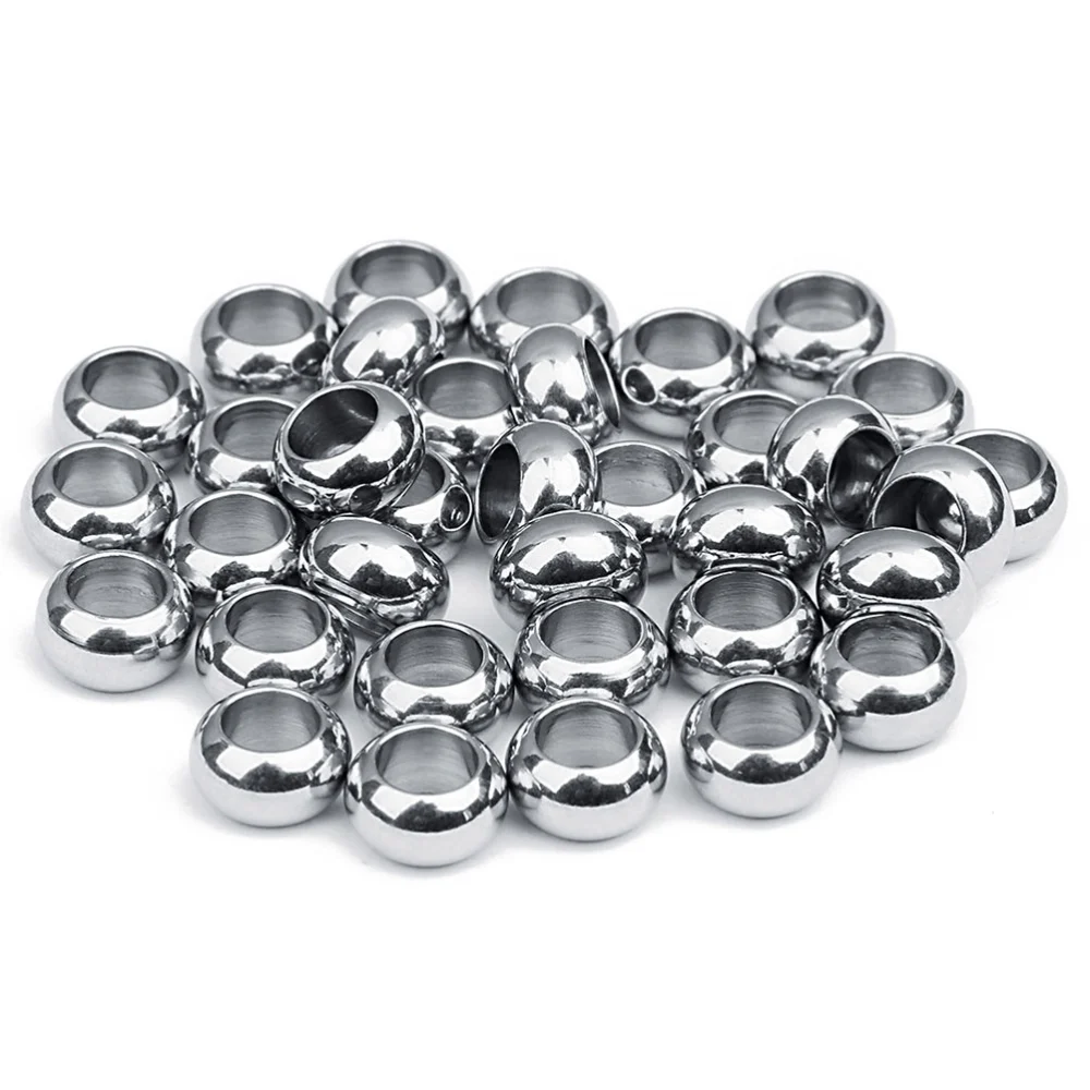 20pcs 7MM Diameter Stainless Steel Beads Round Beads DIY Craft Beads Creative DIY Jewelry Accessories for Bracelet Necklace Earring (Silver, 4MM Hole)