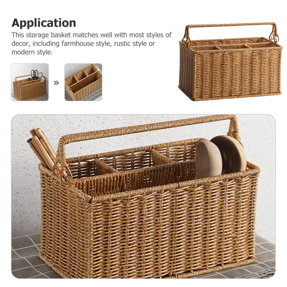 Imitation Rattan Storage Basket Portable Tool Baskets Picnic Storage Basket Cosmetic Holders