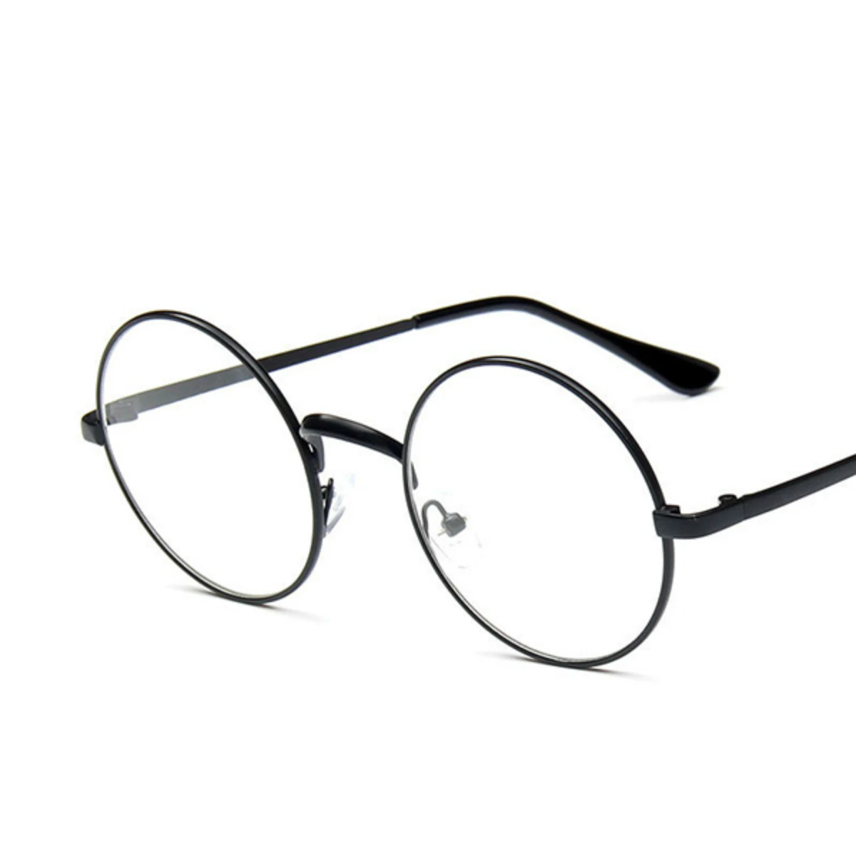 Fashion Vintage Round Clear Lens Glasses (Black)