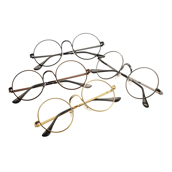 Fashion Vintage Round Clear Lens Glasses (Black)