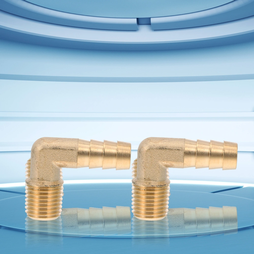 2Pcs Creative Thickened 90 Degree Pipe Connectors Tube Fittings (Golden)