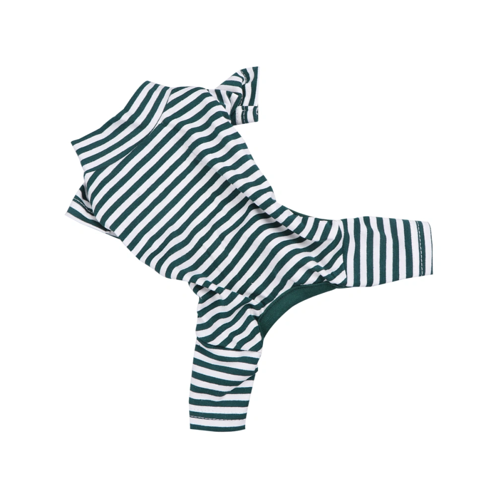 Pet Dog Four Feet Jumpsuit Clothing Stripe Puppy Jumper Clothes Cotton Winter Costume - Size L (Green)