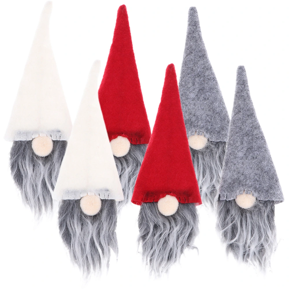 6pcs Decorative Wine Decors Christmas Gnome Delicate Bottle Covers Wine Accessory