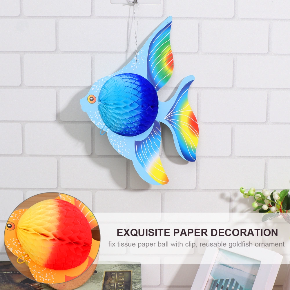 STOBOK 6pcs Colorful Tissue Paper Goldfish Foldable Tropical Fish Decoration Hanging Ornament Party Supplies