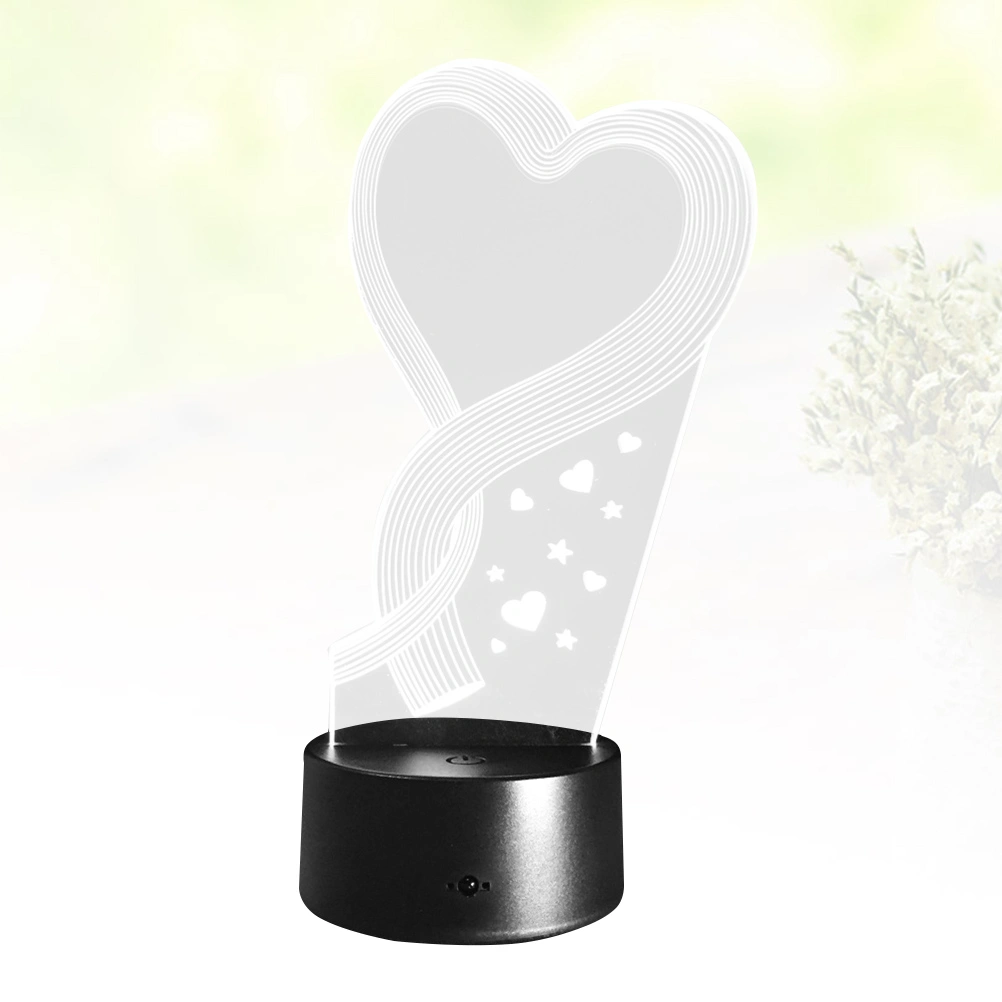 1pc Acrylic Night Light LED Desk Light Night Colorful Table Night Light Heart Shape Design for Valentine's Day Gift (Black Base + Colorful Night)