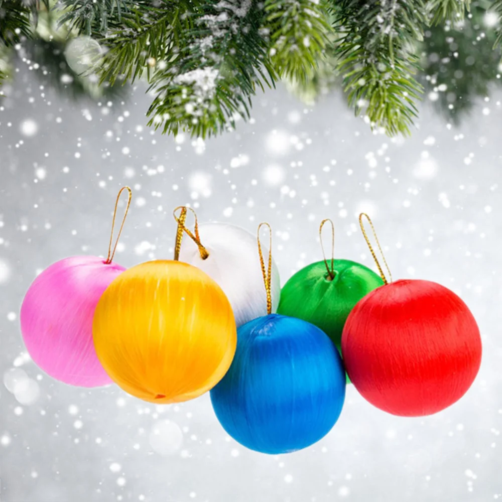 6pcs Christmas Trees Ball Pendant Beautiful Christmas Colorful Decor for Home Store Office (4CM)