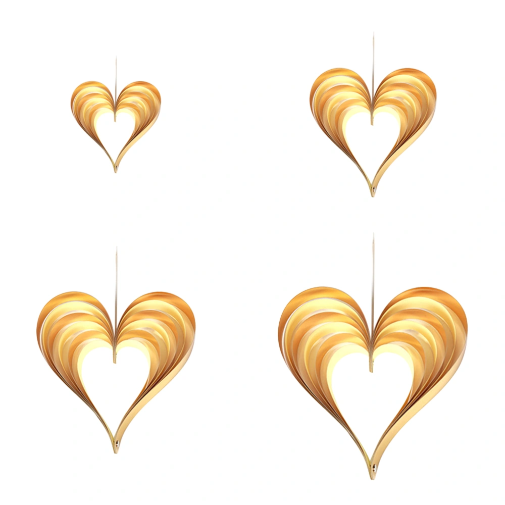 Set of 4pcs Heart Shaped Hanging Decoration Three-dimensional Paper Decoration for Valentine's Day Wedding (Golden + Yellow)