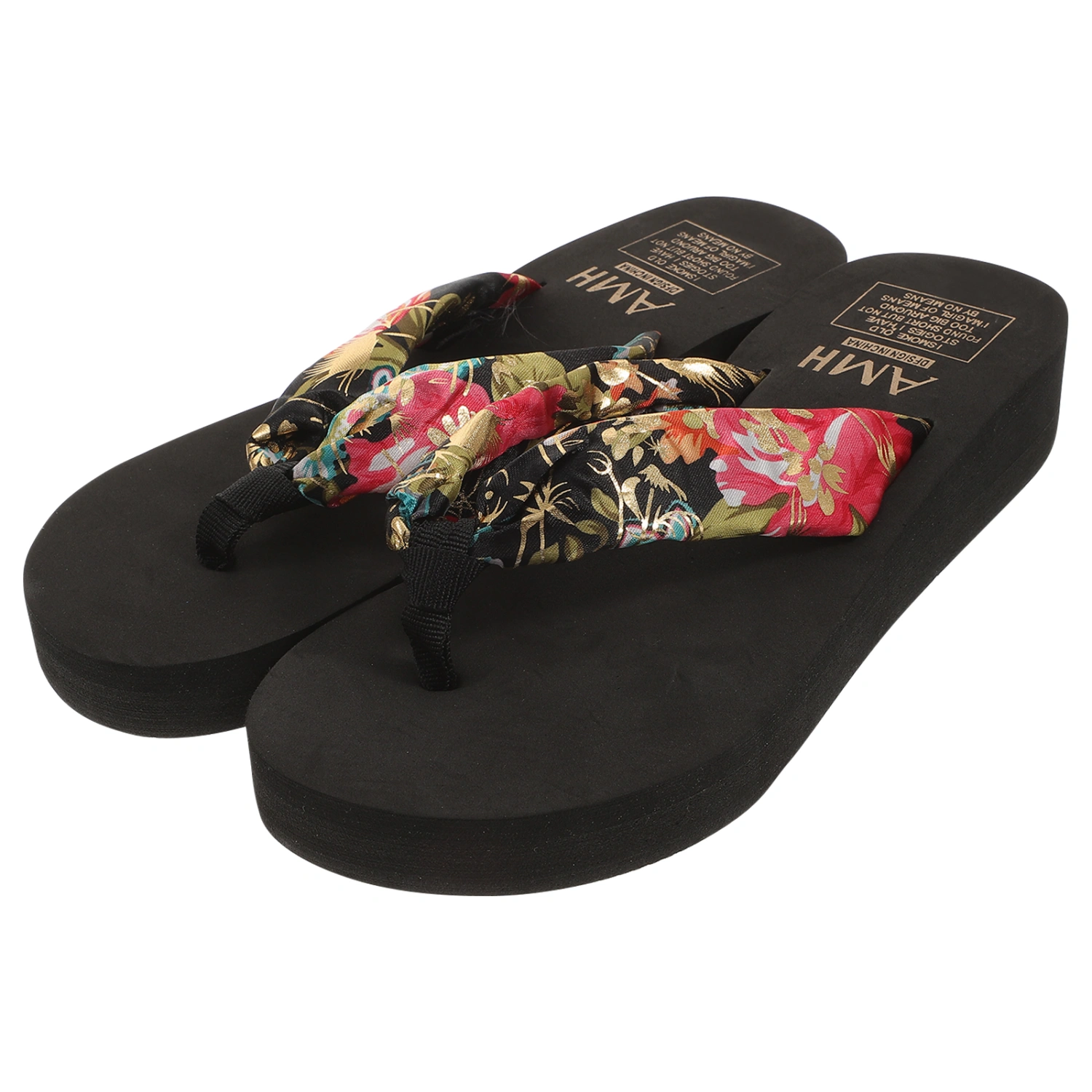 1 Pair Women's Word Slippers High Heel Wedges Casual Travel Simple Beach Shoes Bohemian Outgoing Sandals Slippers Size 36 (Black)