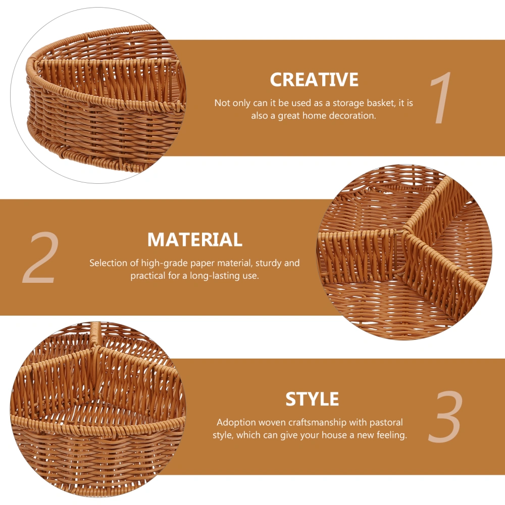 1Pc Imitation Rattan Storage Basket Household Multi-function Sundries Container