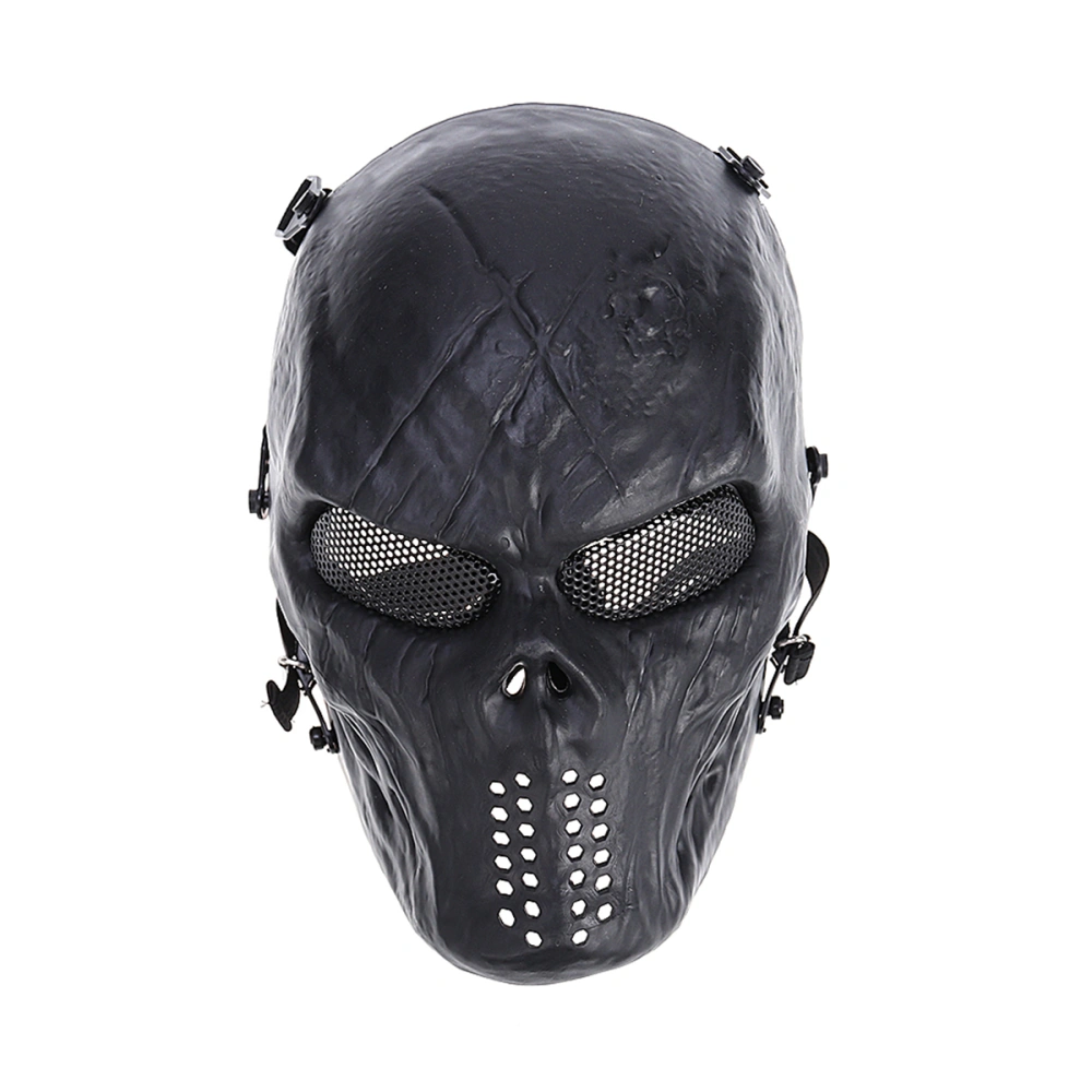 CS Field Mask Halloween Party Costume Mask Adjustable Tactical Mask Combat Protective Face Ear Protection Conquer Mask (Black)