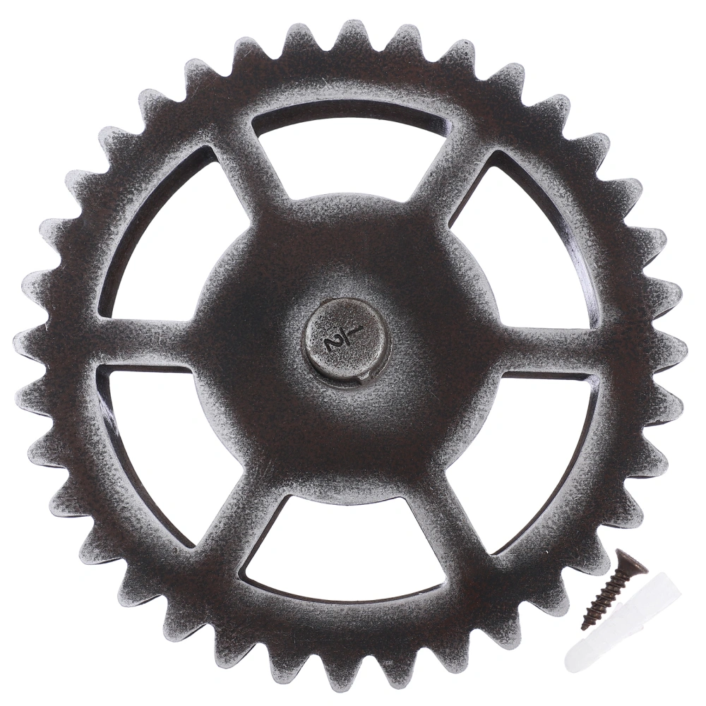 1Pc Industrial Style Wall Wood Decoration Home Round Gear Design Wall Pendant