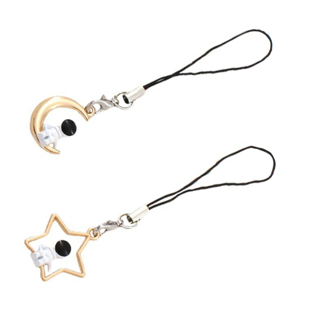 2Pcs Astronaut Pendant Phone Charm Cell Phone Hanging Charm Keychain Pendants