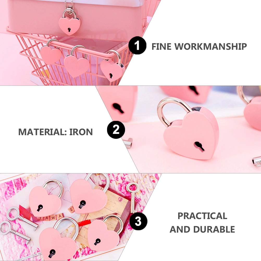 2pcs Love Heart Lock Suitcase Security Lock Cabinet Lock Mini Heart Padlock