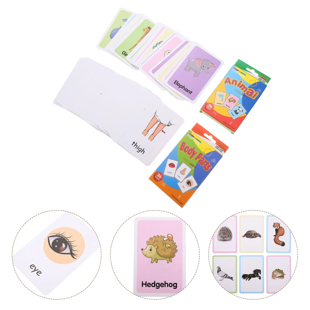 2 Sets Flash Cards Picture Word Cards Toddler Flash Cards Kids Learning Toys