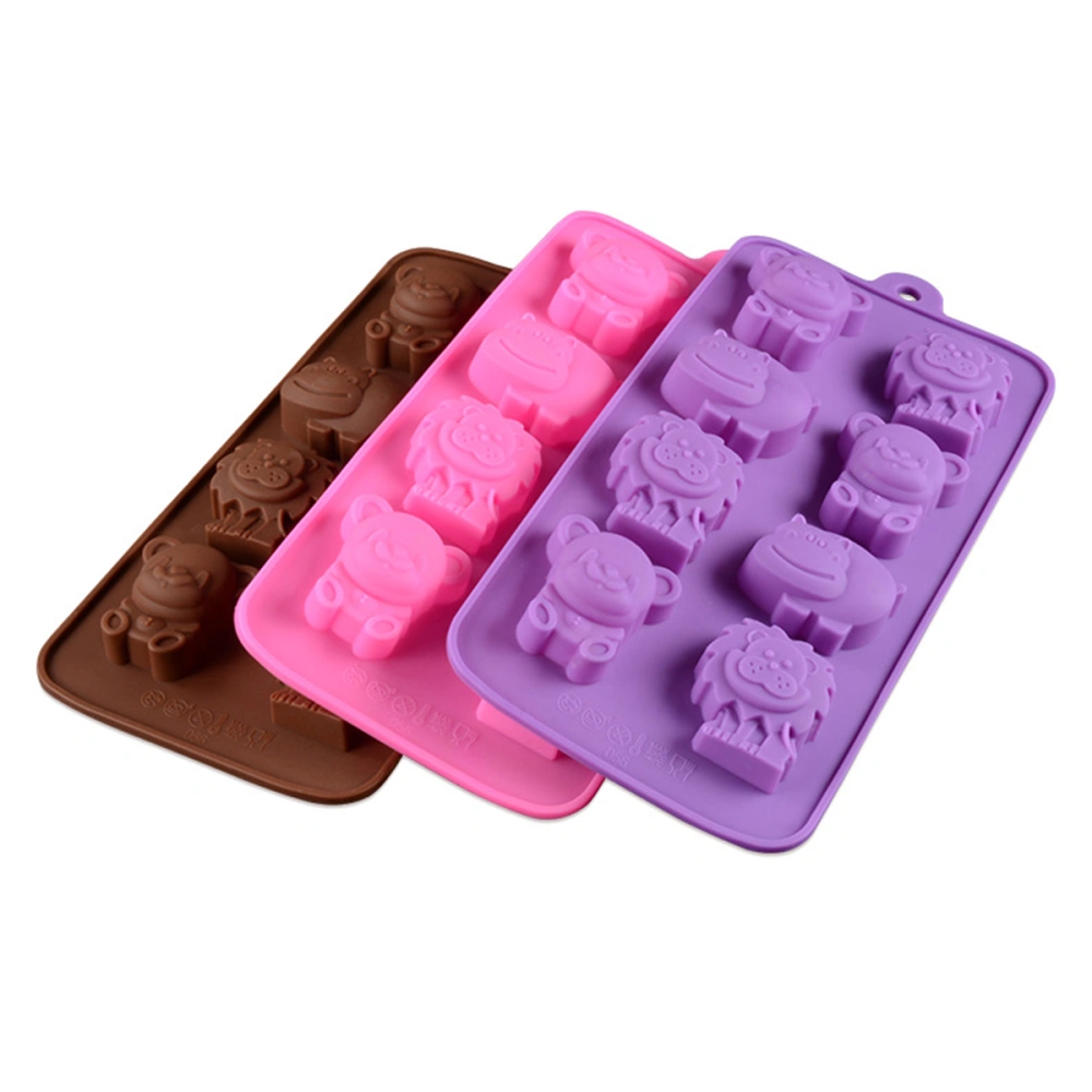 8 Cavity Non-stick Silicone Baking Mold Animal Shaped Silicone Cake Candy Jelly Chocolate Molds Bakeware (Coffee)