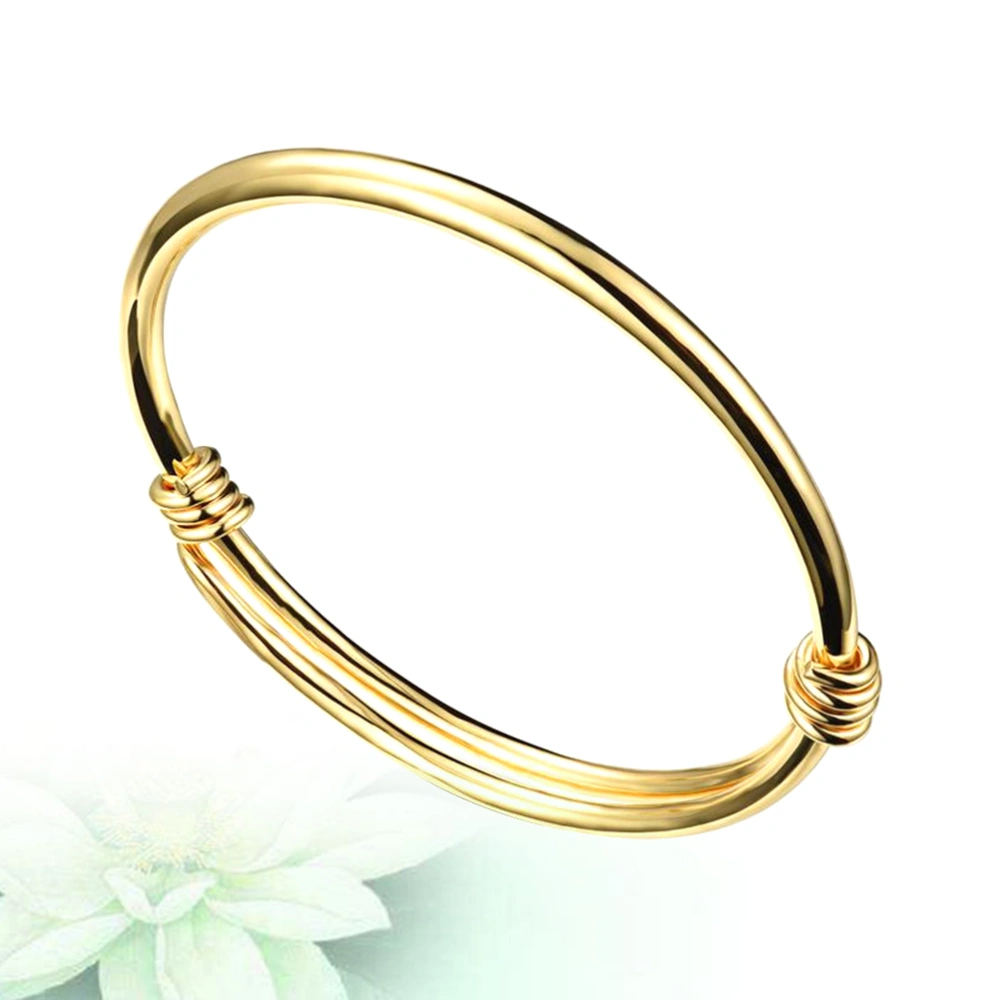 Adjustable Copper Bracelet Fashion Kids Jewelry Creative Bracelet Push-pull Open Bangle (Golden)